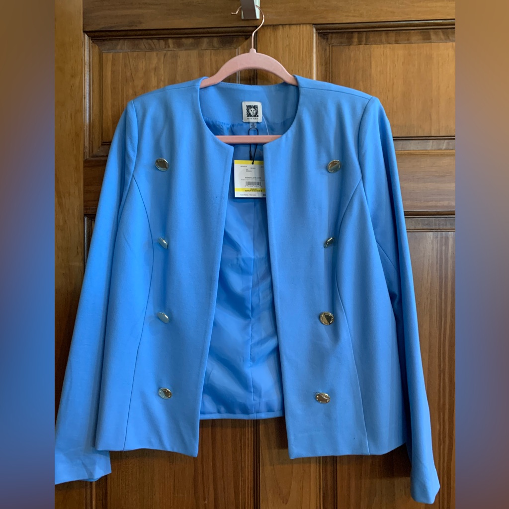 Anne Klein Light Blue Blazer With Silver Accents
